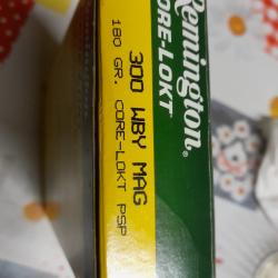 1 boite neuve de 20 munitions calibre 300 Weatherby Magnum 180 grains Core Lokt PSP