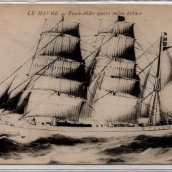 CPA-   MARINE - LE HAVRE - TROIS-MATS TOUTES VOILES DEHORS N&deg;1009