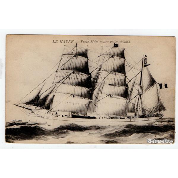 CPA-   MARINE - LE HAVRE - TROIS-MATS TOUTES VOILES DEHORS N282