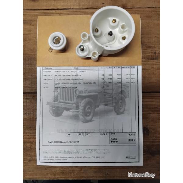 TETE DELCO ET ROTOR POUR ALLUMEUR BLINDE ETANCHE HOTCHKISS M201 24 VOLTS
