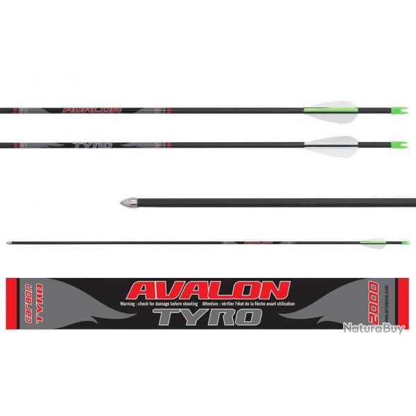 Flche Avalon Tyro 4.2 en carbone 30" 800 1 plume jaune 2 plumes oranges