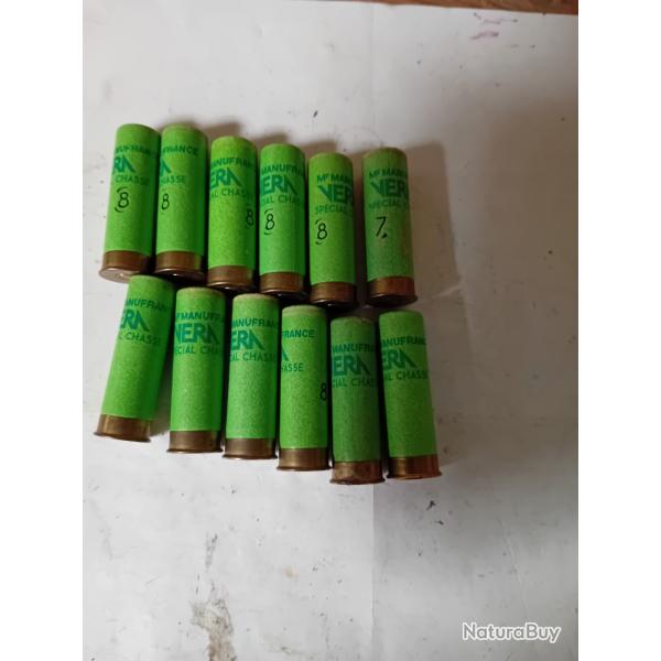 Lot de12 cartouches anciennes  MF VERA " spcial chasse  cal16 douilles cartons