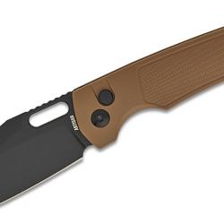 Couteau ArtisanCutlery Revel Brown Lame Acier AR-RPM9 Manche FRN Button Lock KIVT ATZ1867PBBN