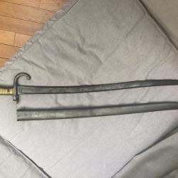 Sabre Baïonnette Chassepot aout 1868 manufacture Chatellerault
