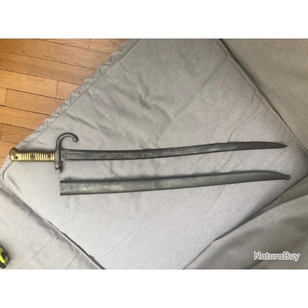 Sabre Baonnette Chassepot aout 1868 manufacture Chatellerault
