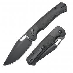 Couteau ArtisanCutlery Revel Black Lame Acier AR-RPM9 Manche FRN Button Lock KIVT ATZ1867PBBK