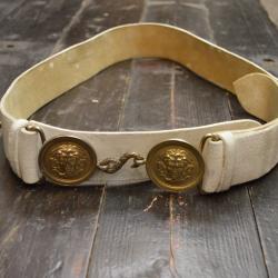 Ceinturon garde républicaine modèle 1931 en cuir buffle blanc, boucle plaques méduse. France WW2 (B)