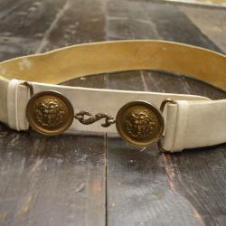 Ceinturon garde républicaine modèle 1931 en cuir buffle blanc, boucle plaques méduse. France WW2 (D)