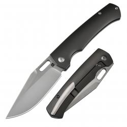 Couteau ArtisanCutlery Revel Gray Lame Clip Point Acier S90V Manche Titane Framelock ATZ1867GGY