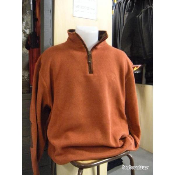 SWEAT COL ZIPPE + COUDES BRIQUE LOVERGREEN , T: L.