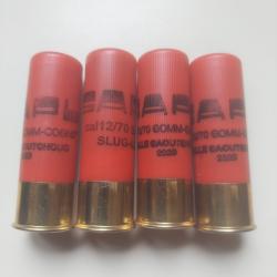 Cartouches Gomme-Cogne Slug Moyenne distance 12/70 Lot de 4