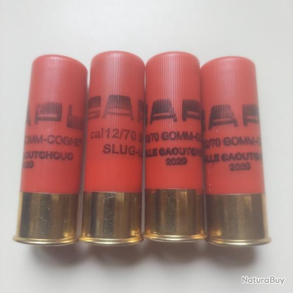 Cartouches Gomme-Cogne Slug Moyenne distance 12/70 Lot de 4