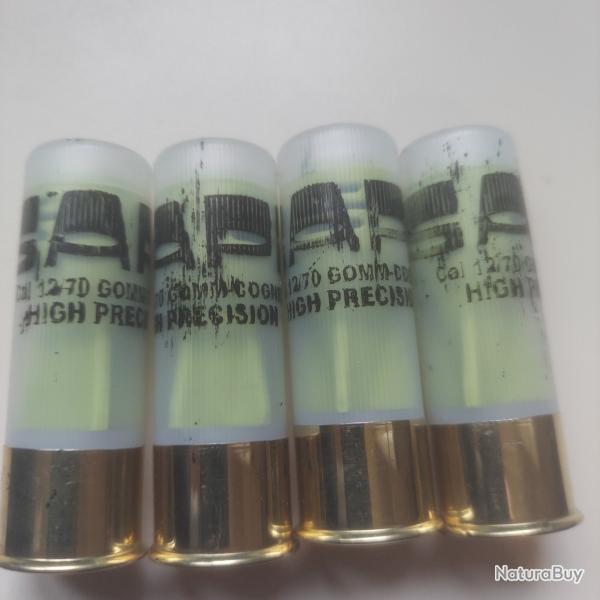 Cartouches Gomme-Cogne Slug Haute Prcision 12/70 Lot de 4