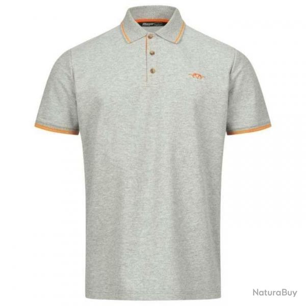 Polo Blaser Herren gris clair logo orange