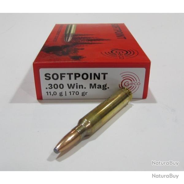 2 Boites de 20 Cartouches Geco Soft point Cal.300 Win Magnum 170GR 11 G