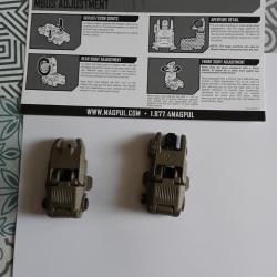 Kit hausse et guidon magpul pour ar 15 ou autre fusil avec rail picatinny