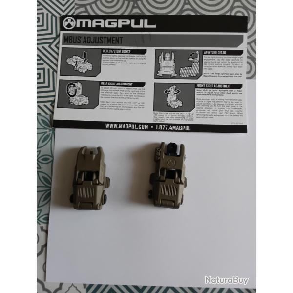 Kit hausse et guidon magpul pour ar 15 ou autre fusil avec rail picatinny