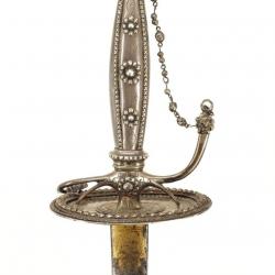 LUXUEUSE ÉPÉE DE COUR EN ARGENT ÉPOQUE LOUIS XVI LAME BLEUIE DORÉE - FRANCE ANCIENNE MONARCHIE Colle