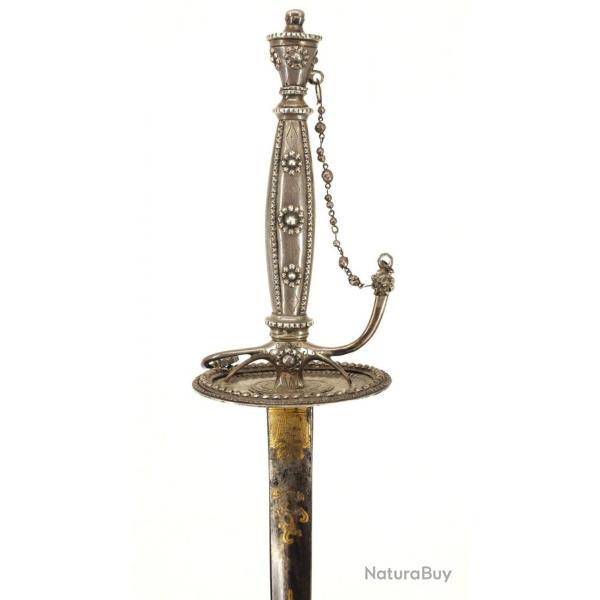 LUXUEUSE PE DE COUR EN ARGENT POQUE LOUIS XVI LAME BLEUIE DORE - FRANCE ANCIENNE MONARCHIE Colle