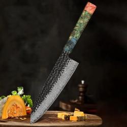Couteau de cuisine japonais forgé à la main en acier damas