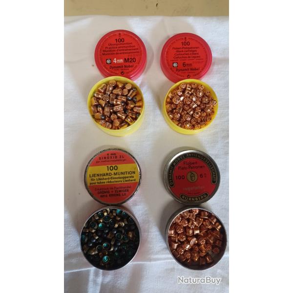 Vieilles munitions d'entrainement et  blanc en 4 mm et 6 mm