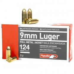 Munitions Aguila 9x19 FMJ 124 grs