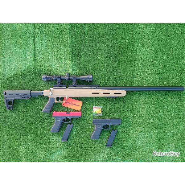 PACK7 Carabine PCP Artemis M30C 5,5 mm 19,9 J. + Lunette 3-9 X 40 + Kit puissanc + Cadeau Glock 17