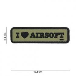 Patch 3D PVC I love Airsoft (101 Inc) OD