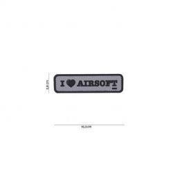 Patch 3D PVC I love Airsoft (101 Inc) Wolf Grey