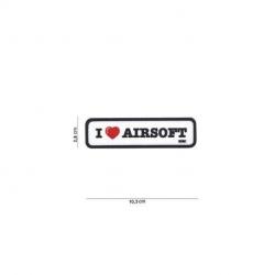 Patch 3D PVC I love Airsoft (101 Inc) Blanc