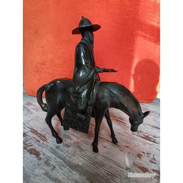 Bronze chinois homme  cheval