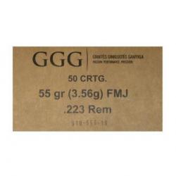 223 REM FMJ 55 GR GGG lot de 10 boites de 50 munitions