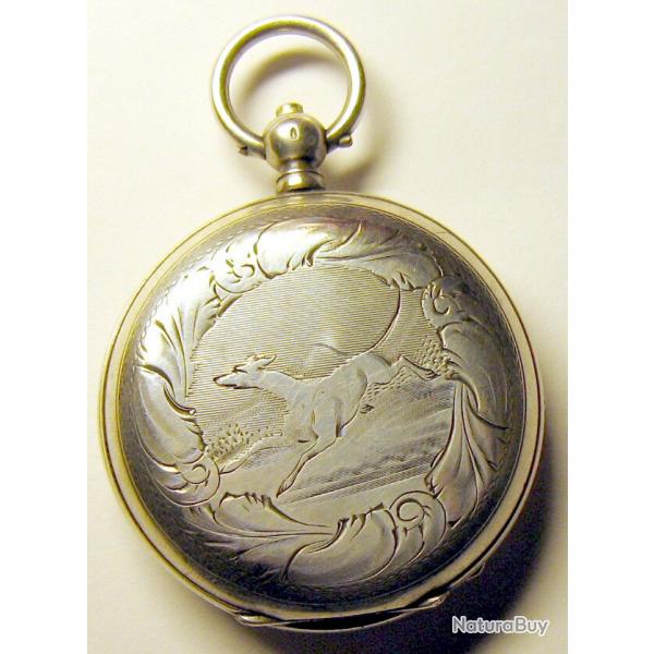 Montre de poche Antique TOBIAS GENEVE Solid Silver 875 SWISS Pocket Watch 15 Rubis w/ key 1800's