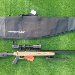 PACK9 Carabine PCP Snowpeak M30C 5,5 mm 19,9 J.+ lunette 4-16 x 40AO + Bipied + Kit puissance