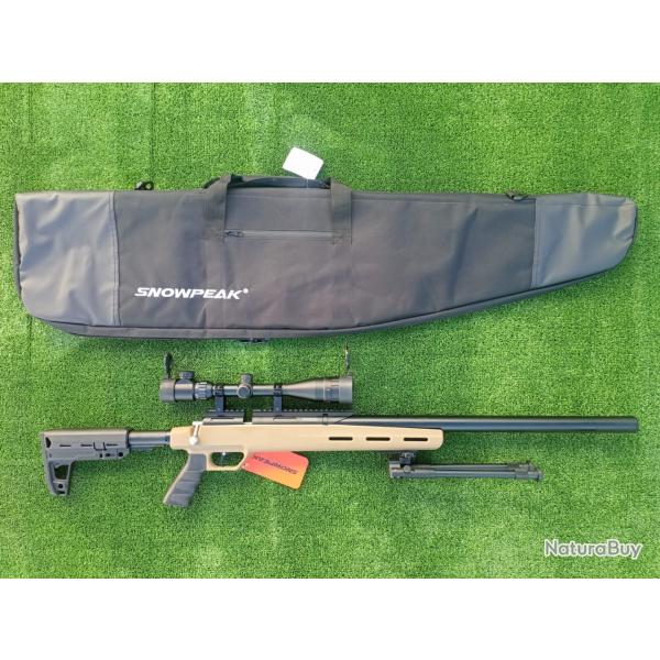 PACK9 Carabine PCP Snowpeak M30C 5,5 mm 19,9 J.+ lunette 4-16 x 40AO + Bipied + Kit puissance