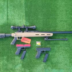 PACK10 Carabine SNOWPEAK M30C 5.5 mm 19,9 J. + Lun. 4 x 32 + Kit puissanc + Bipied + Cadeau Glock 17