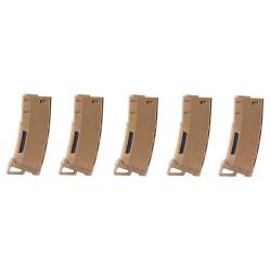 Pack de 5 chargeurs Mid-cap Speed 130 billes pour M4 AEG Tan