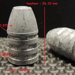 1 ogives minié calibre 577 pour fusil poudre noire Enfield Parker Hale