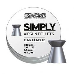 Plombs air comprimé JSB cal.4.5 simply 8.02gr 0.52g par 2500
