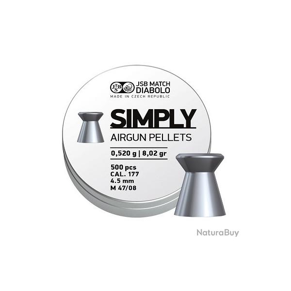 Plombs air comprim JSB cal.4.5 simply 8.02gr 0.52g par 2500