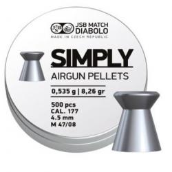 Plombs air comprimé JSB cal.4.5 simply 8.26gr 0.535g par 2500
