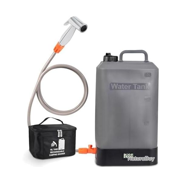 Douche extrieure Portable,rservoir d'eau en Silicone 16l,Douche  Piles,Affichage de la tempratur