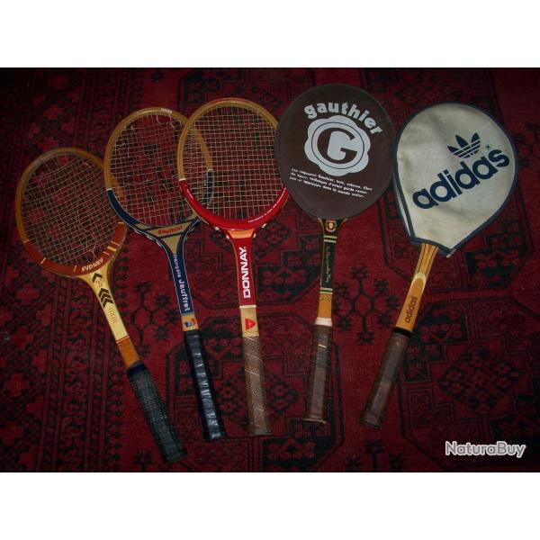 Lot de 5 anciennes raquettes de tennis ......