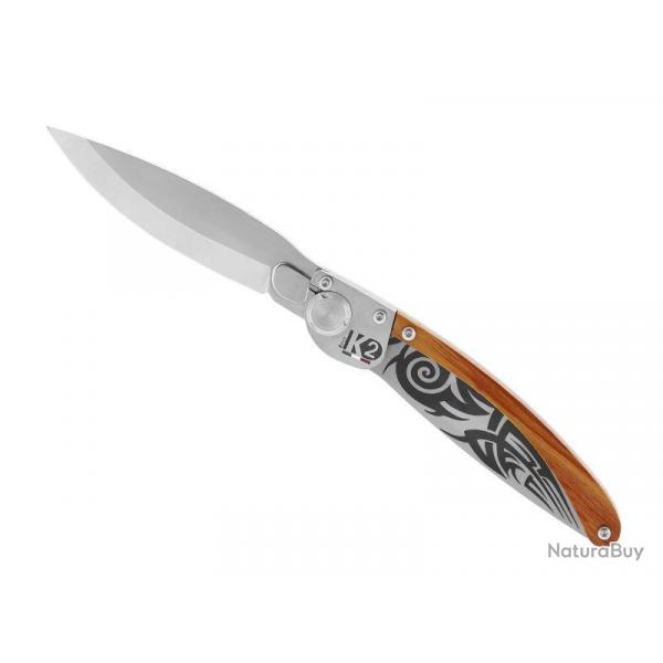 COUTEAU K2 BOIS DE ROSE DECOR TRIBAL