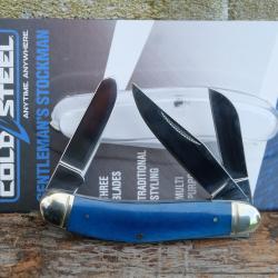 Couteau Cold Steel Gentlemen's Stockman Blue 3 Lames Acier 8Cr13MoV Manche Os CS-FL-GSTKM-B
