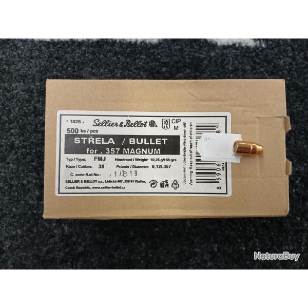 Ogives Sellier & Bellot 357 magnum fmj 158 grs (x500)