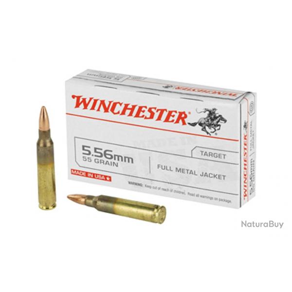 20 munitions 223 rem ( 5.56x45) winchester FMJ 55 grains