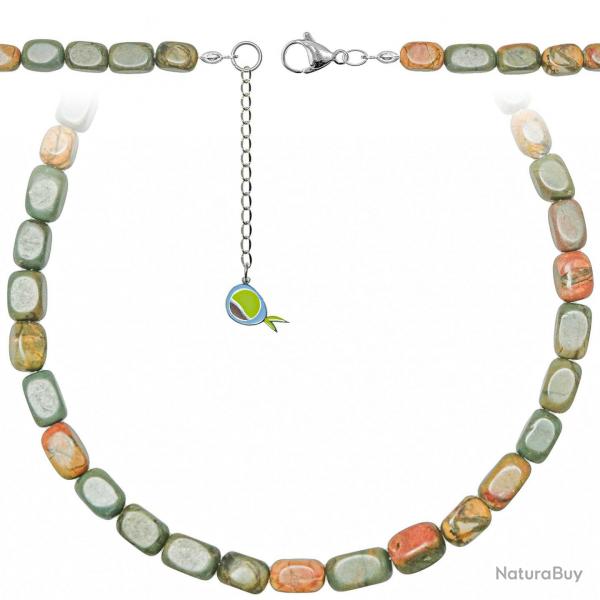 Collier en jaspe polychrome - Perles roules 8  12 mm - 43 cm