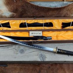 NOUVEAU KATANA  MARU GRAVURER DES 7 VERTUS DU BUSHIDO FORGÉ A LA MAIN EN ACIER 1095 LAME  AIGUISÉE 9
