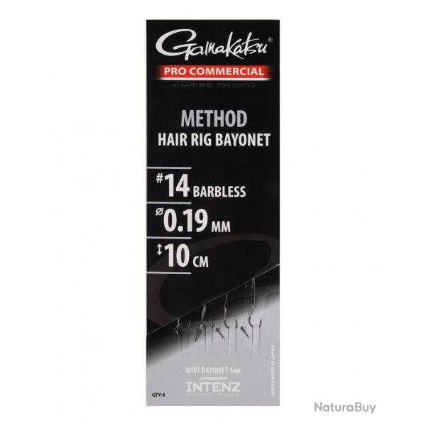 GAMAKATSU BAS DE LIGNE PRO COMMERCIAL METHOD EYED BAYONET 10CM 0,19mm 14 10cm